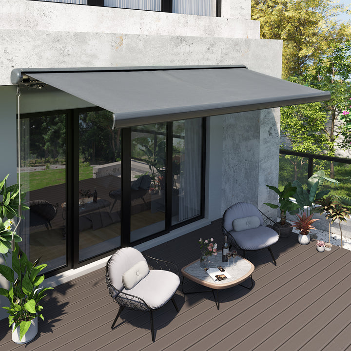 Cassette Electric Manual Awning Door Window Retractable Canopy w/ R/C & LED 300W x 0-250D cm