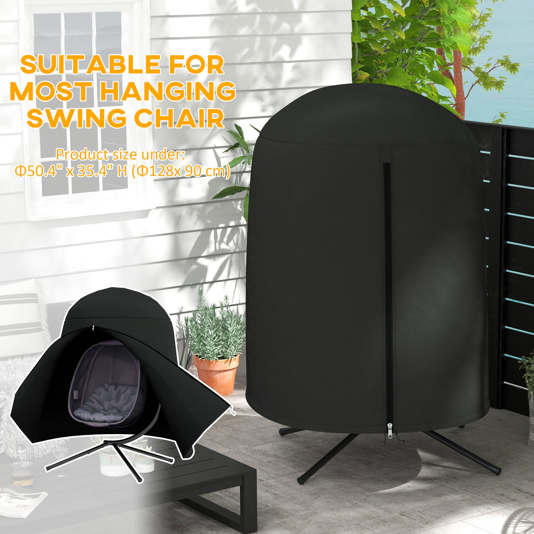 190 x Φ128cm Hanging Egg Chair Furniture Cover - Black