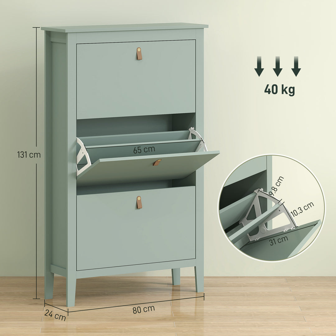Modern Three-Drawer Shoe Cabinet - Green - view 3