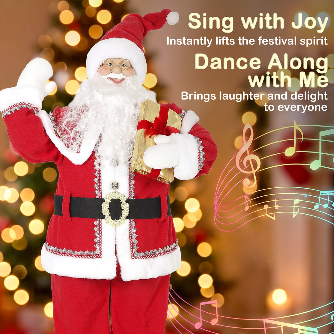 5ft Life Size Singing Santa Claus, Animated Santa with Rotating Head - view 4