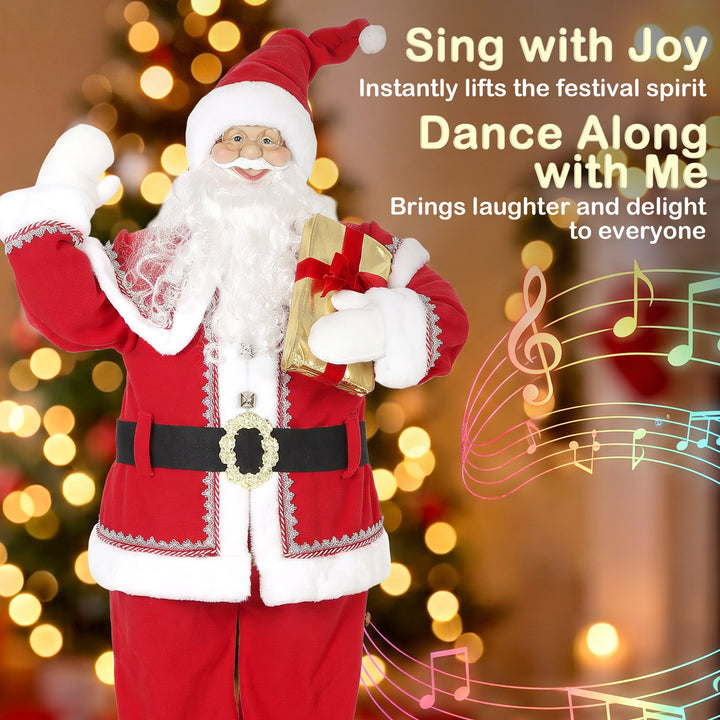 5ft Life Size Singing Santa Claus, Animated Santa with Rotating Head - view 4