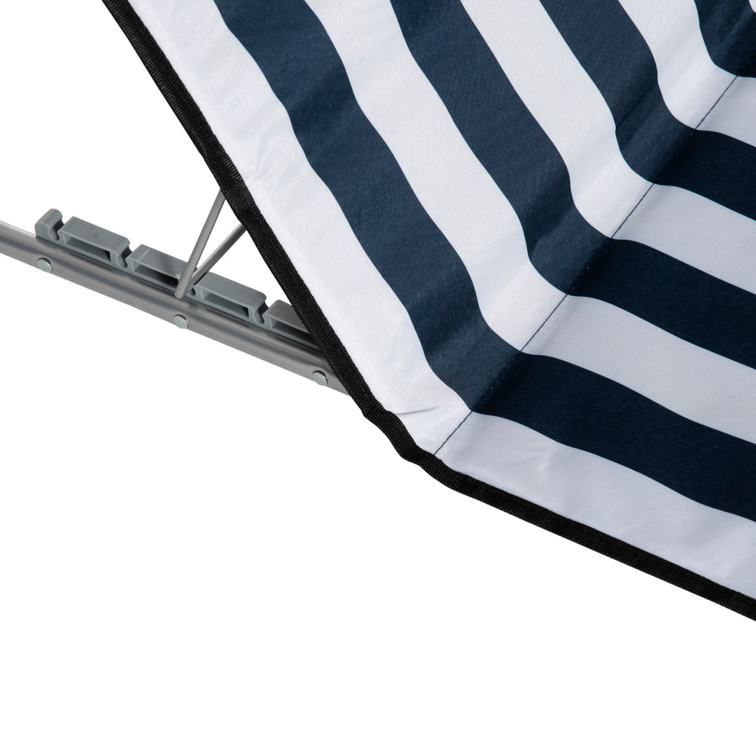 MCL Set of 2 Foldable Garden Beach Chair Mat Lightweight Outdoor Sun Lounger Seats Adjustable Back Metal Frame PE Fabric Head Pillow w/ Carry Bag, Blue