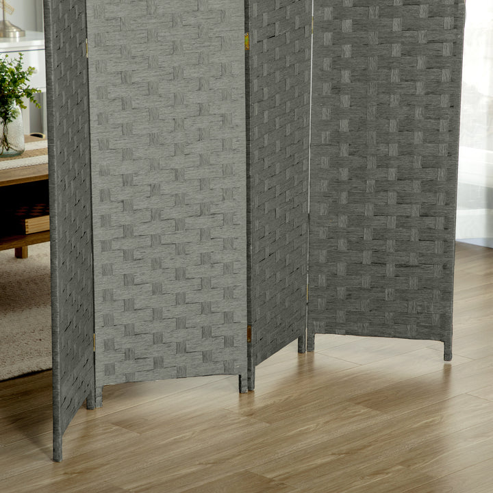 HOMCOM 4-Panel Room Dividers, Wave Fibre Freestanding Folding Privacy Screen Panels, Partition Wall Divider for Office, 170 cm | Aosom UK