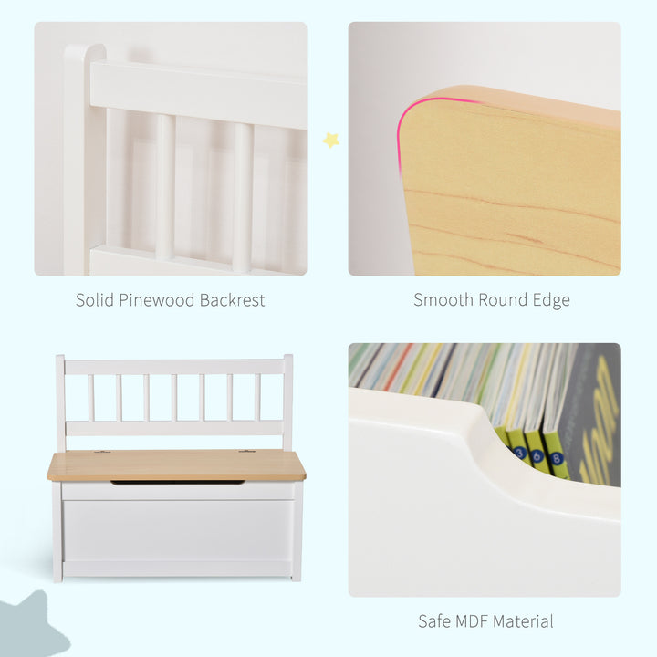 MCL 2 In 1 Wooden Toy Box, Seat Storage Bench, Storage Chest Cabinet Organiser, with Safety Pneumatic Rod