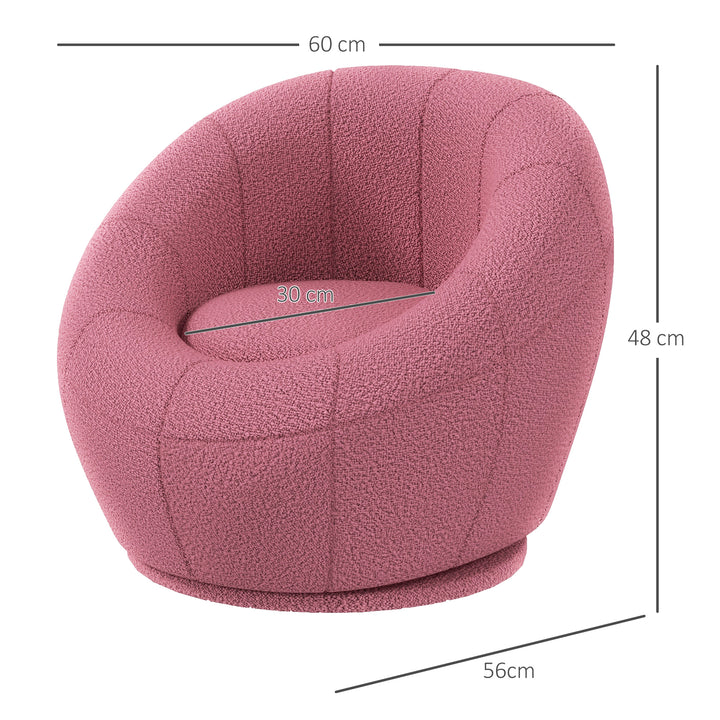 HOMCOM Modern Accent Chair, Swivel Upholstered Armchair for Living Room, Bedroom, Home Office, Pink