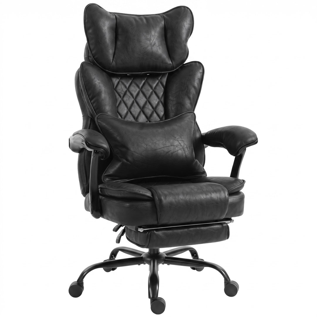 Executive Office Chair, PU Big and Tall Office Chair 180 kg with Wide - Black