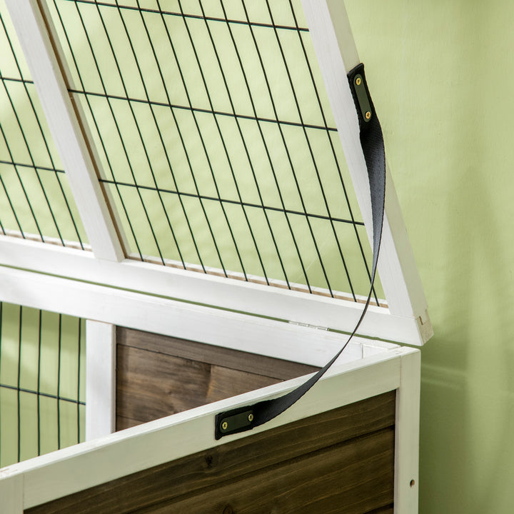 Wooden Rabbit Hutch, Guinea Pig Cage, with Removable Tray, Openable Roof