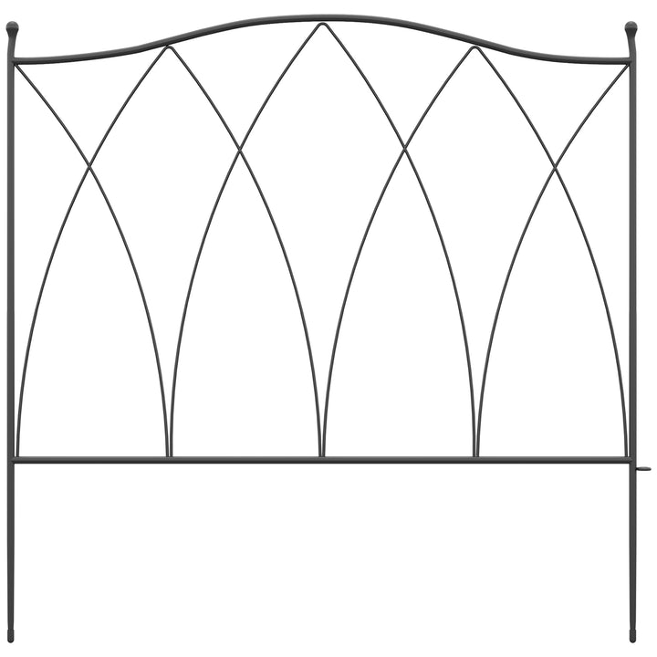 Set of Five 61.5cm Decorative Metal Fence Panels - Black