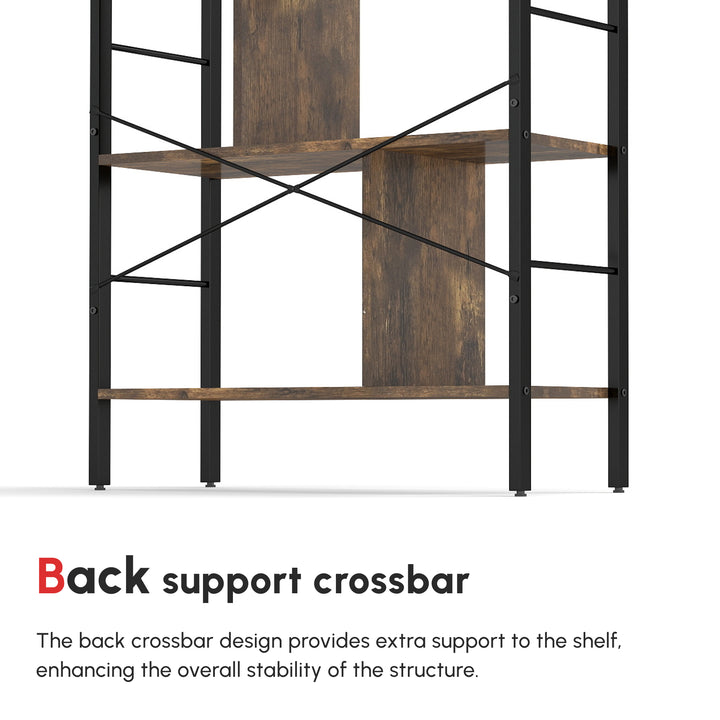 Industrial Storage Unit, 5 Tiers Bookcase with Open Compartments for Office Living Room, Bedroom, Rustic Brown and Black
