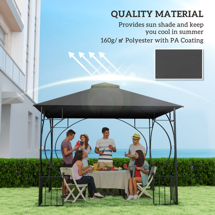 3x3(m) Replacement Gazebo Canopy, Double Tier Roof Top for Garden, Patio, Outdoor, Black (TOP ONLY)