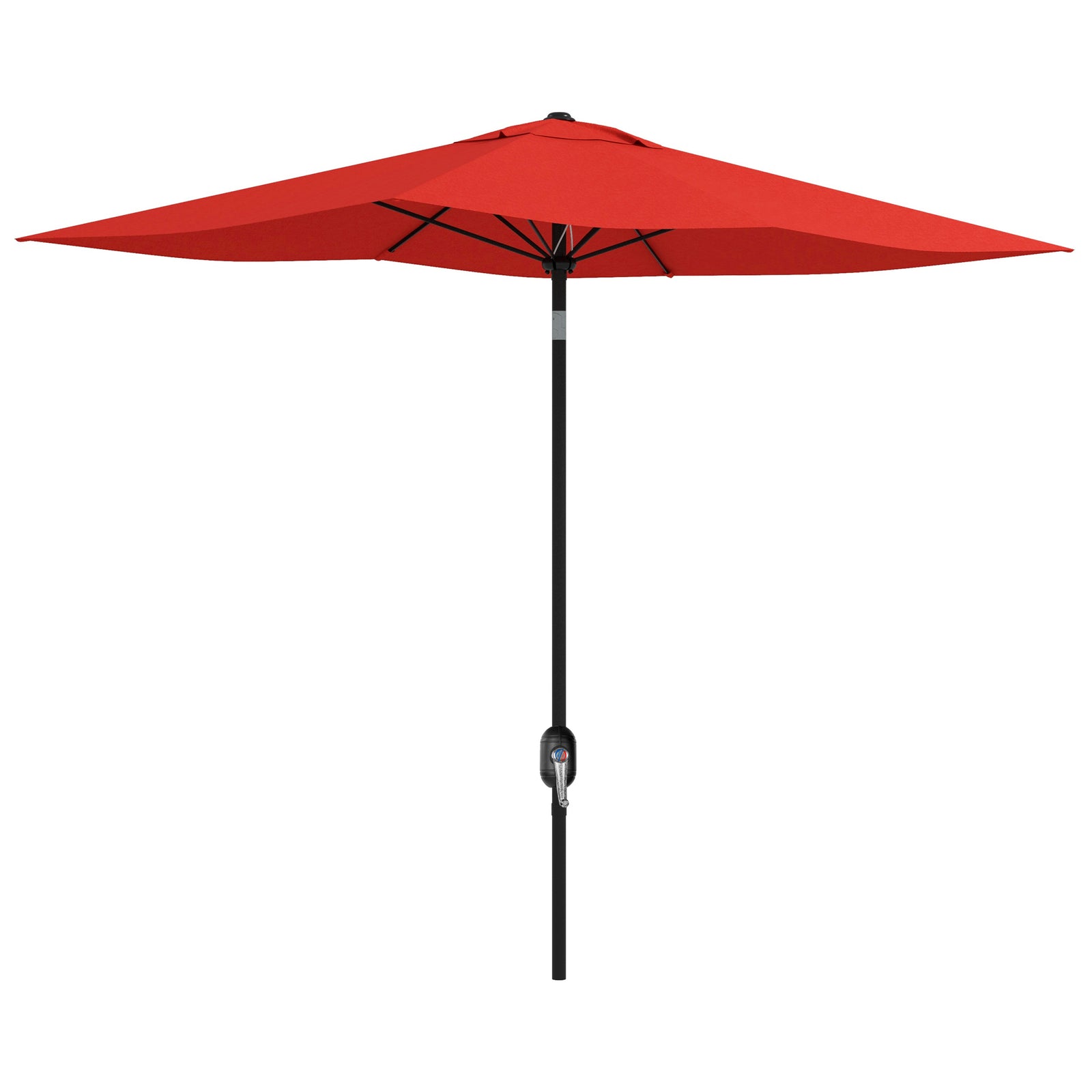 2 x 3(m) Garden Parasol Umbrella, Rectangular Outdoor Market Umbrella Sun Shade with Crank & Push Button Tilt, 6 Ribs, Aluminium Pole, Wine Red