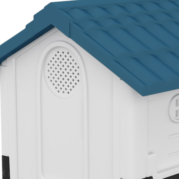 PawHut Plastic Dog Kennel with Windows, for Garden Patio, Miniature and Small Dogs, 80 x 69 x 76cm - Blue | Aosom UK