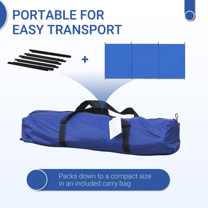 Camping Windbreak, Foldable Portable Wind Blocker w/ Carry Bag and Steel Poles, Beach Sun Screen Shelter Privacy Wall, 450cm x 150cm