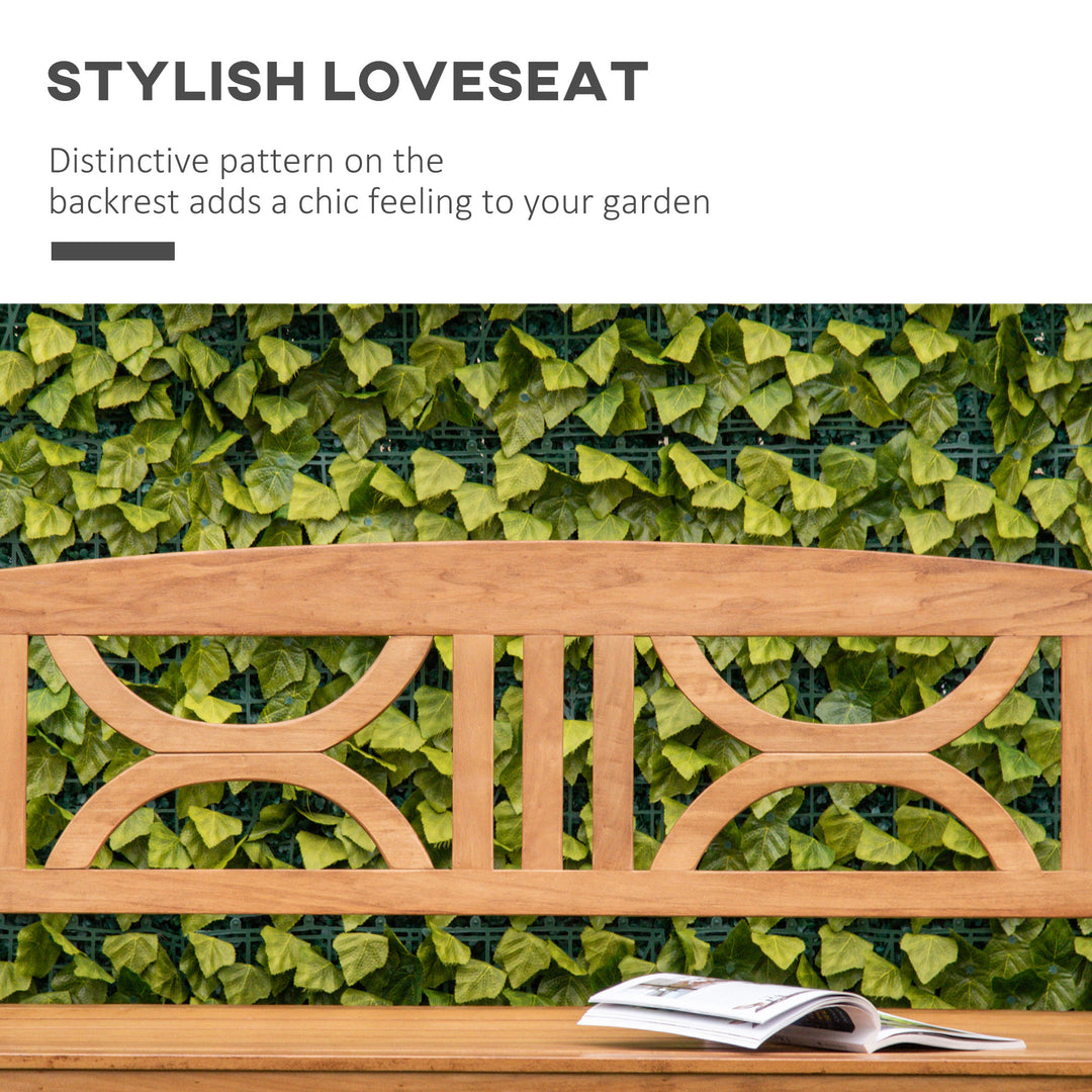 2-Seater Wooden Garden Bench Outdoor Patio Loveseat for Yard, Lawn, Porch, Natural