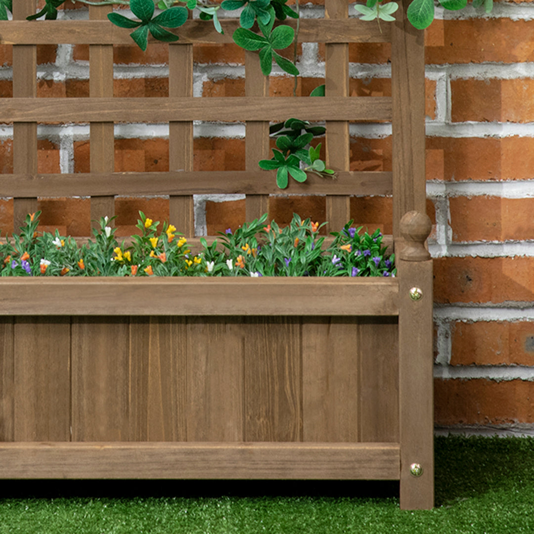 Garden Planters with Trellis for Climbing Vines, Wood Raised Beds for Garden, Flower Pot, Indoor Outdoor, Brown