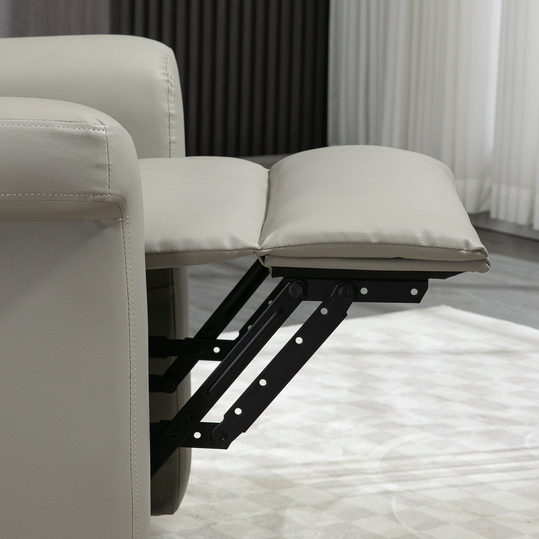 MCL Power Lift Chair Armchair for the Elderly, PU Leather Recliner Chair with Extended Footrest, Remote Control and Side Pocket, Grey