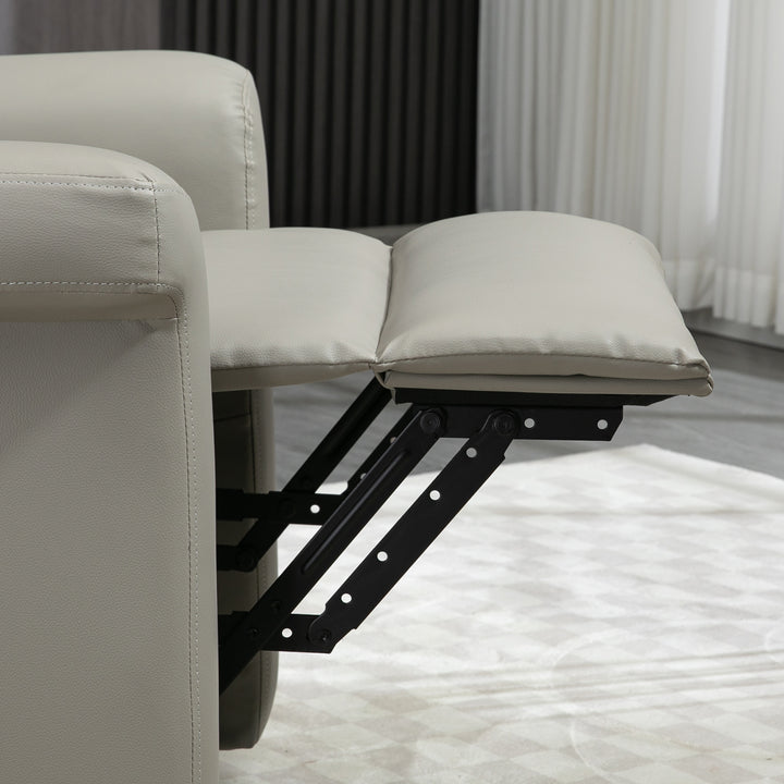 MCL Power Lift Chair Armchair for the Elderly, PU Leather Recliner Chair with Extended Footrest, Remote Control and Side Pocket, Grey