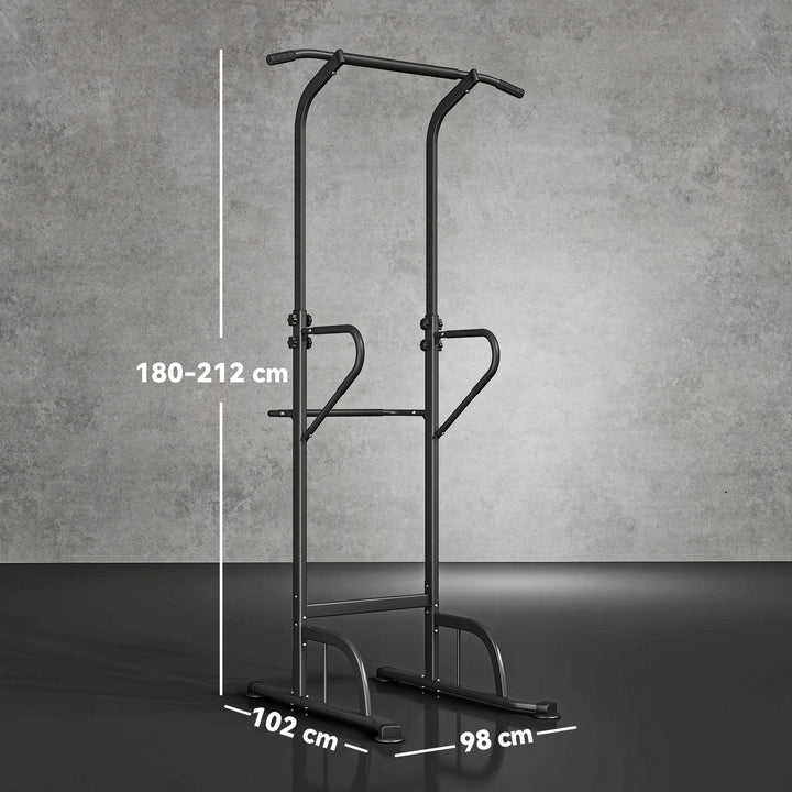 MCL Power Tower Dip Station Pull Up Bar Multi-Function Push Up Equipment with Adjustable Height for Home Gym Strength Training Workout Fitness