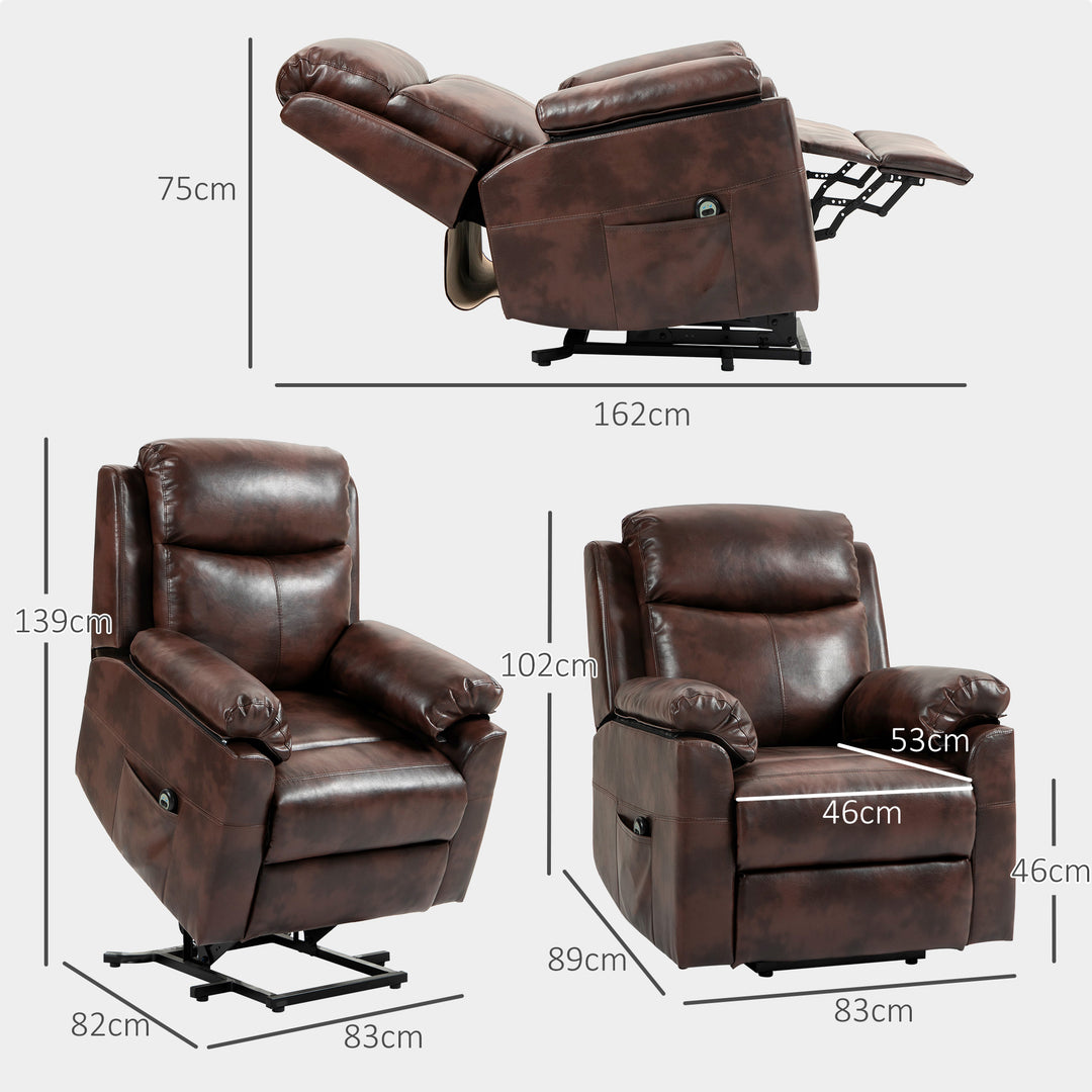 HOMCOM Riser and Recliner Chair for the Elderly, Lift Chair with Remote Control, Side Pockets, Pocket Spring, Dark Brown