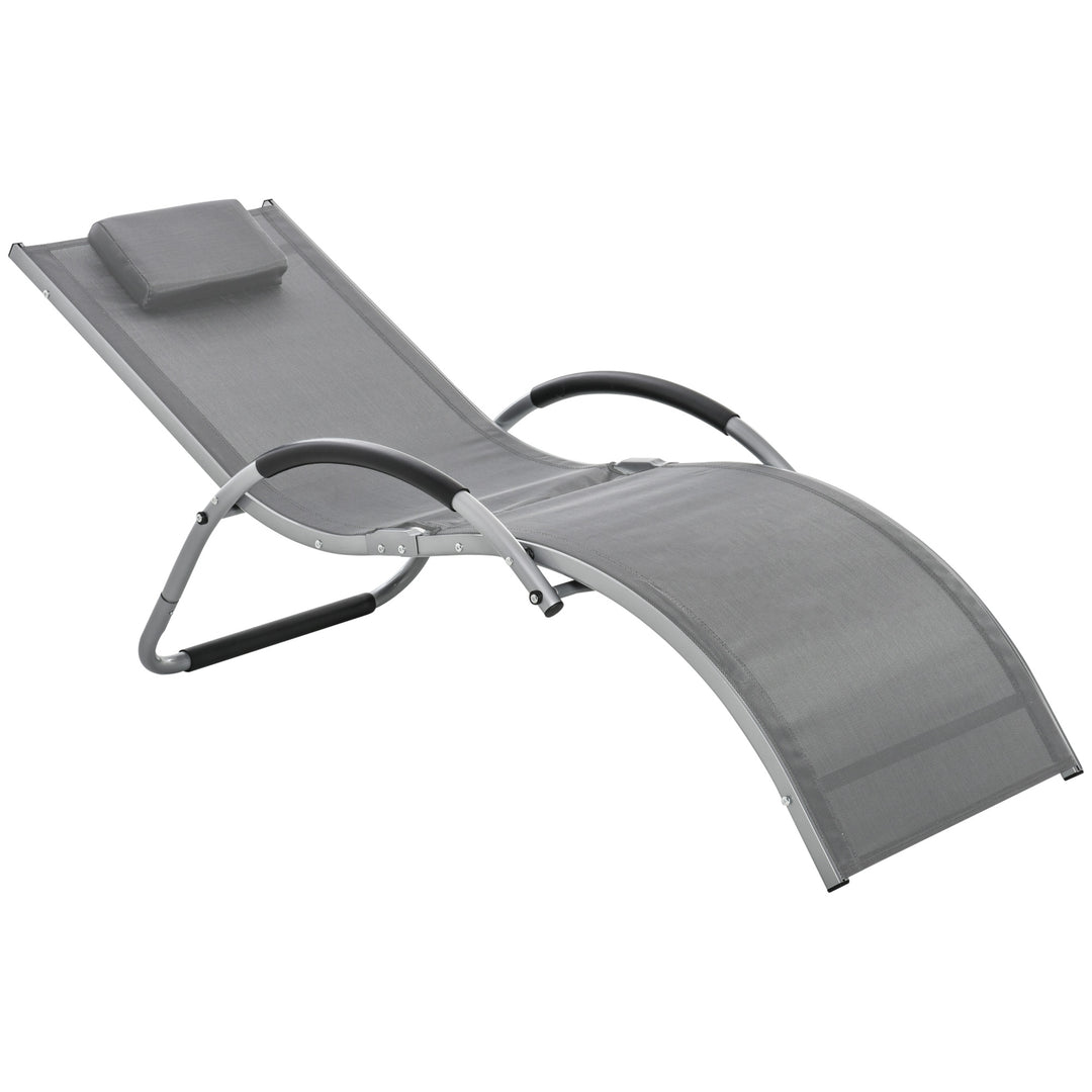 MCL Sun Lounger Reclining Chair Portable Armchair with Pillow for Garden Patio Outside Aluminium Frame, Dark Grey