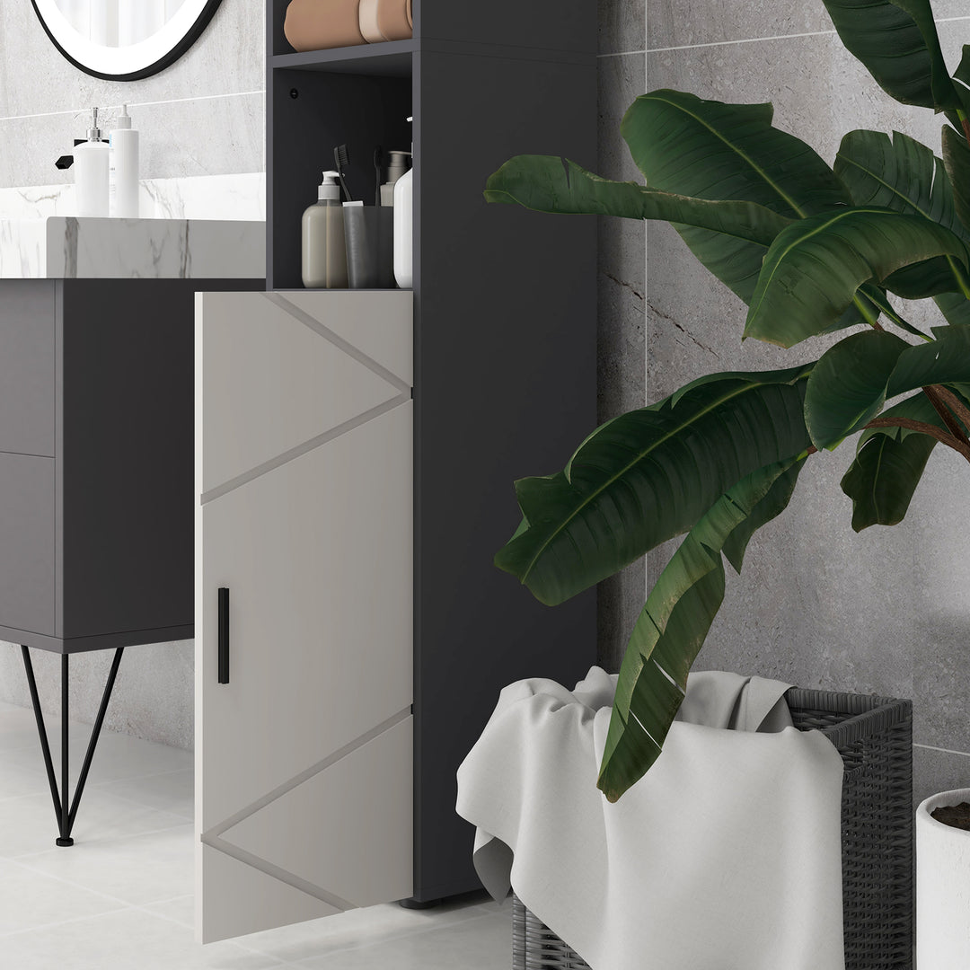 5-Piece Bathroom Furniture Set, Bathroom Storage Cabinet with Doors and Shelves, Tall and Small Floor Cabinets, Wall-mounted Mirror Cabinet, Pedestal Sink Cabinet, Grey