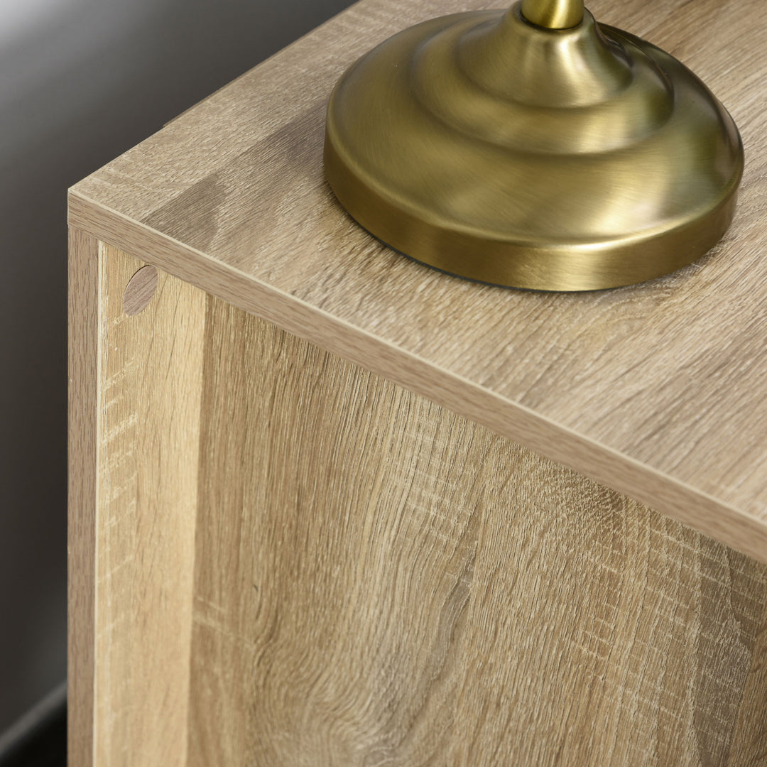 MCL Bedside Table with 2 Drawers, Nightstand with Handles and Elevated Base, Side Table for Bedroom, Living Room, Brown