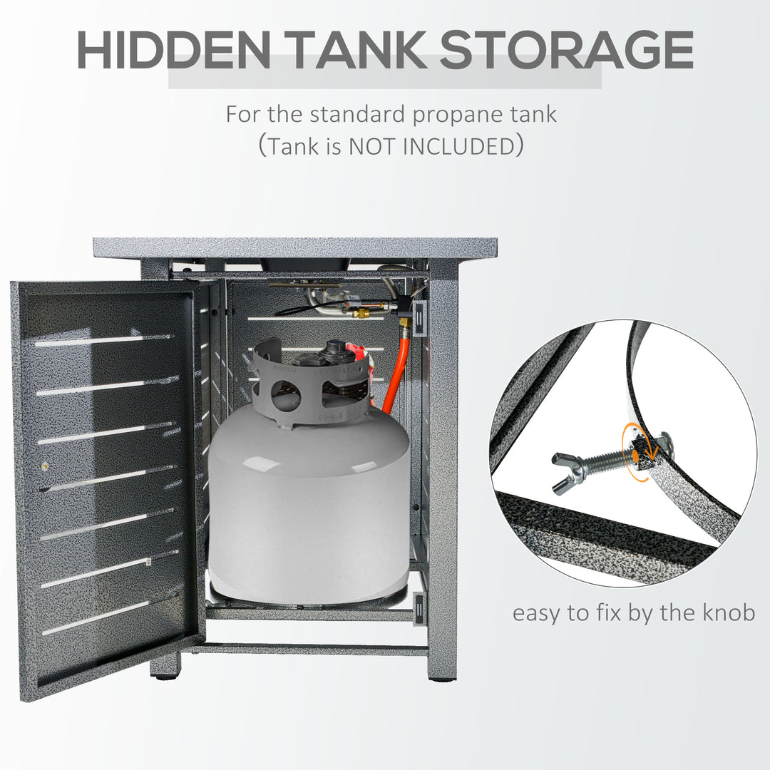 MCL Propane Gas Fire Pit Table, 50000BTU Smokeless Firepit Outdoor Patio Heater with Protective Cover, Lava Rocks and Lid, 107cm x 51cm x 63cm, Silver Grey