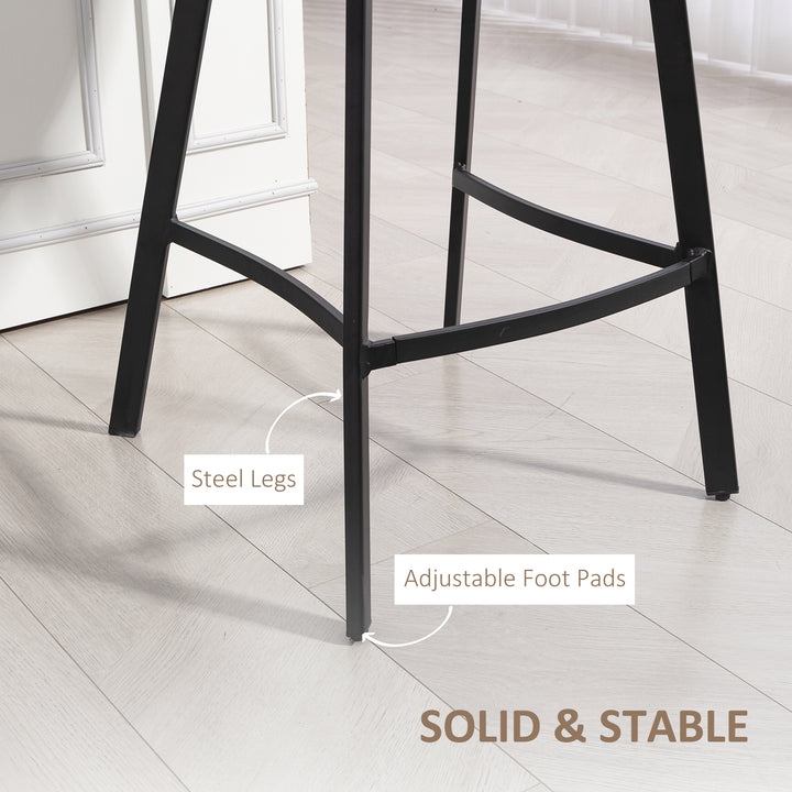 MCL Bar Stools Set of 2, PU Leather Dining Stools with Backrest, Footrest, for Kitchen, Counter, Breakfast Bar, Light Brown