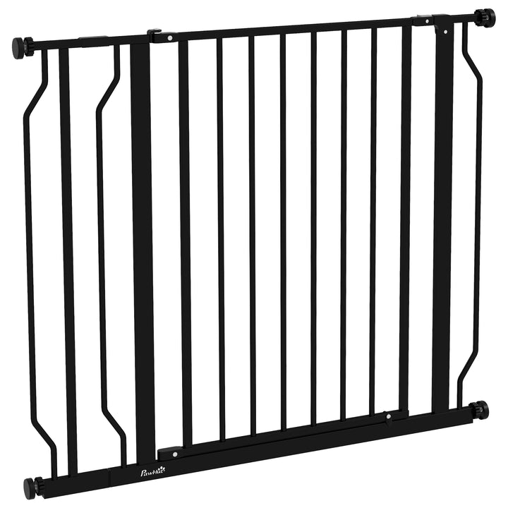 PawHut Wide Dog Safety Gate, with Door Pressure, for Doorways, Hallways, Staircases - Black | Aosom UK