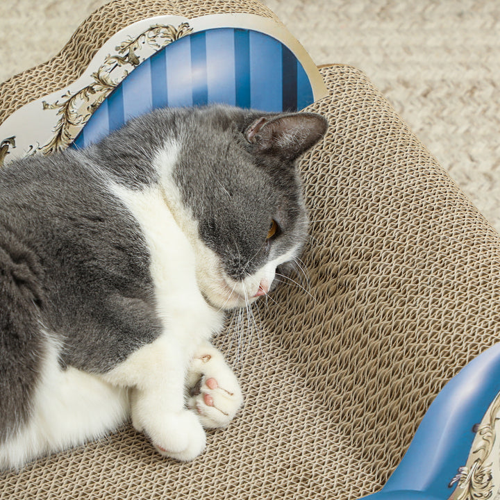 2-in-1 Cat Scratching Board with Catnip for Indoor Cats, 26.5 x 57 x 26.5cm, Blue