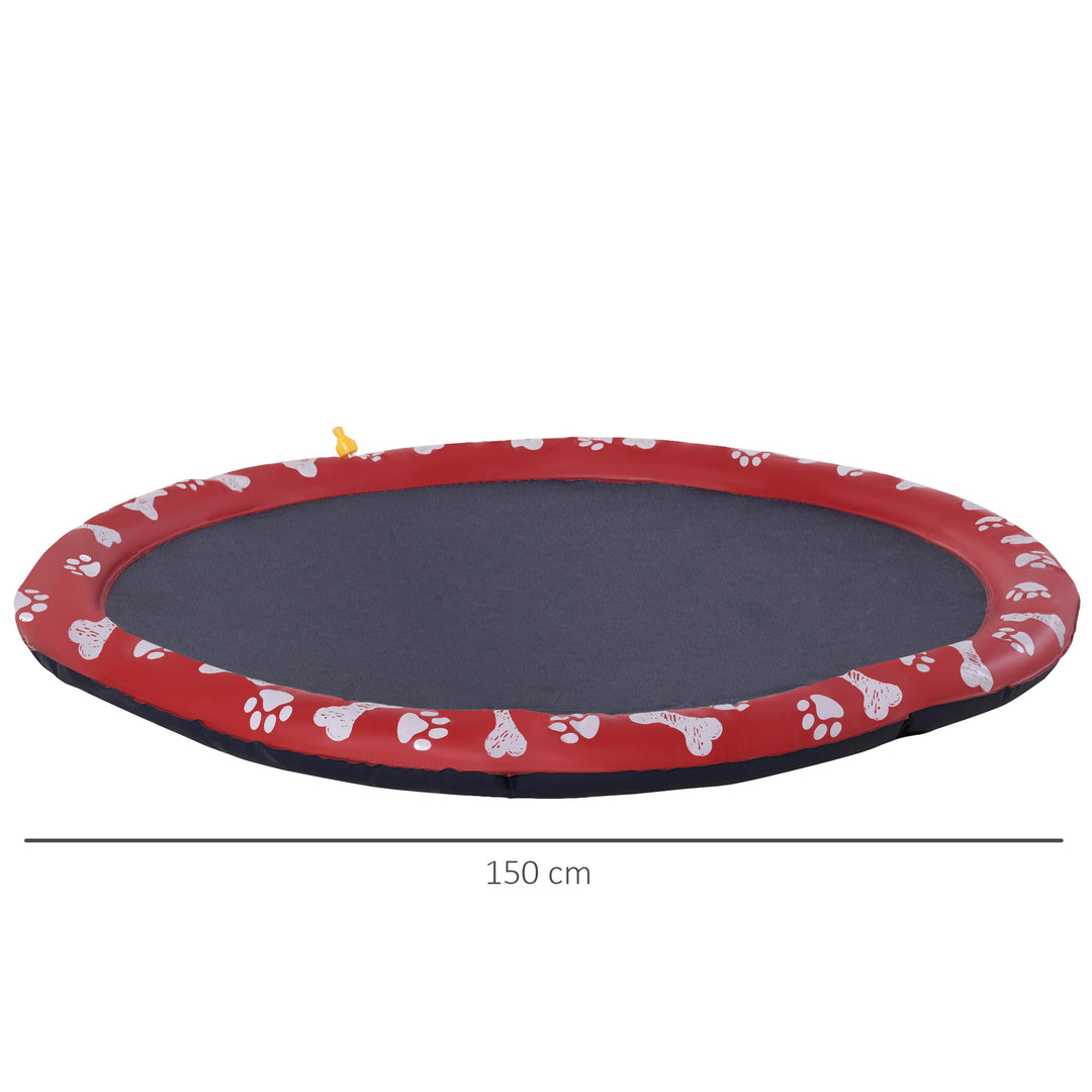 PawHut 150cm Splash Pad Sprinkler for Pets Dog Bath Pool Water Game Mat Toy Non-slip Outdoor Backyard Red | Aosom UK