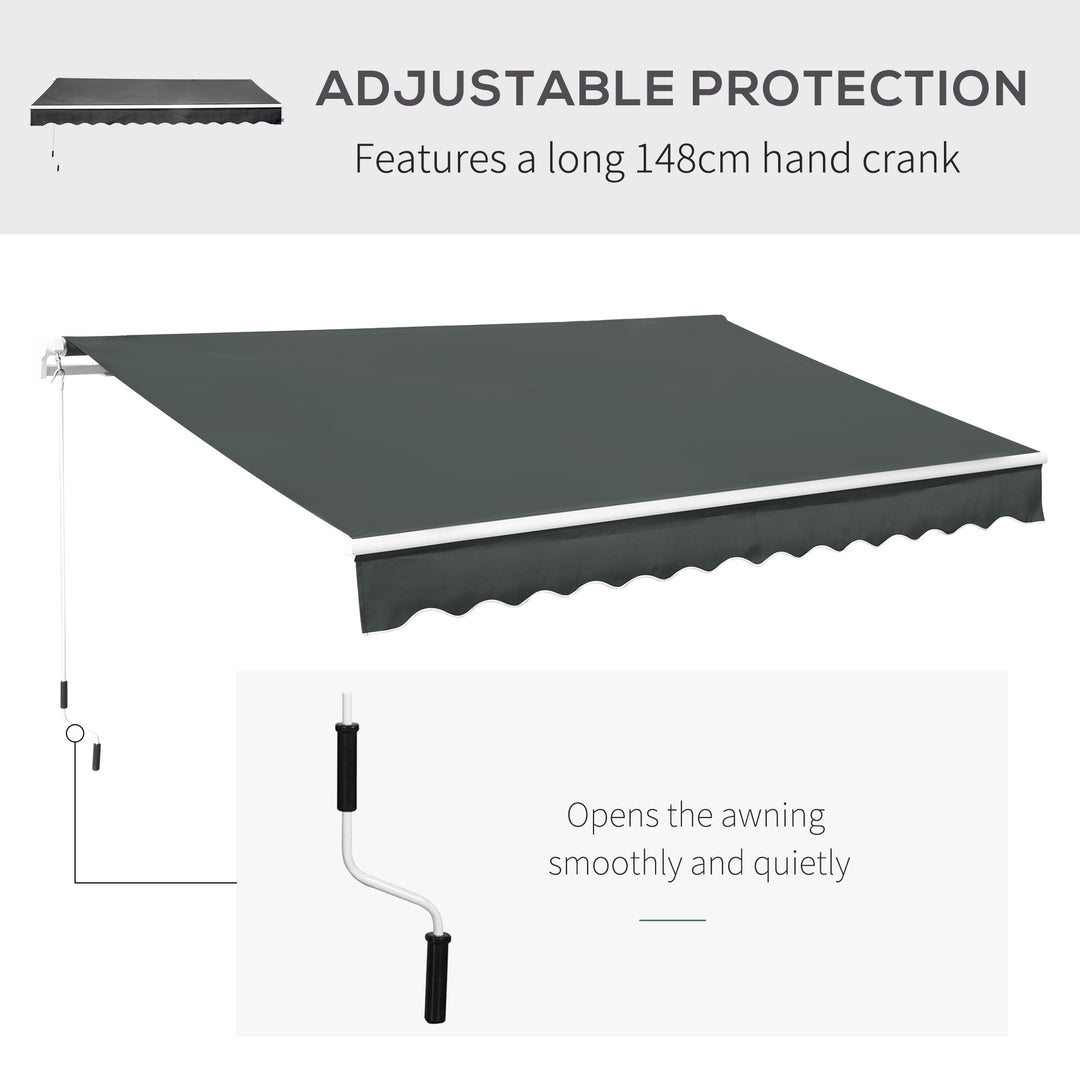 3.5M x 2.5M Manual Awning Canopy Retractable Sun Shade Shelter for Garden Patio
