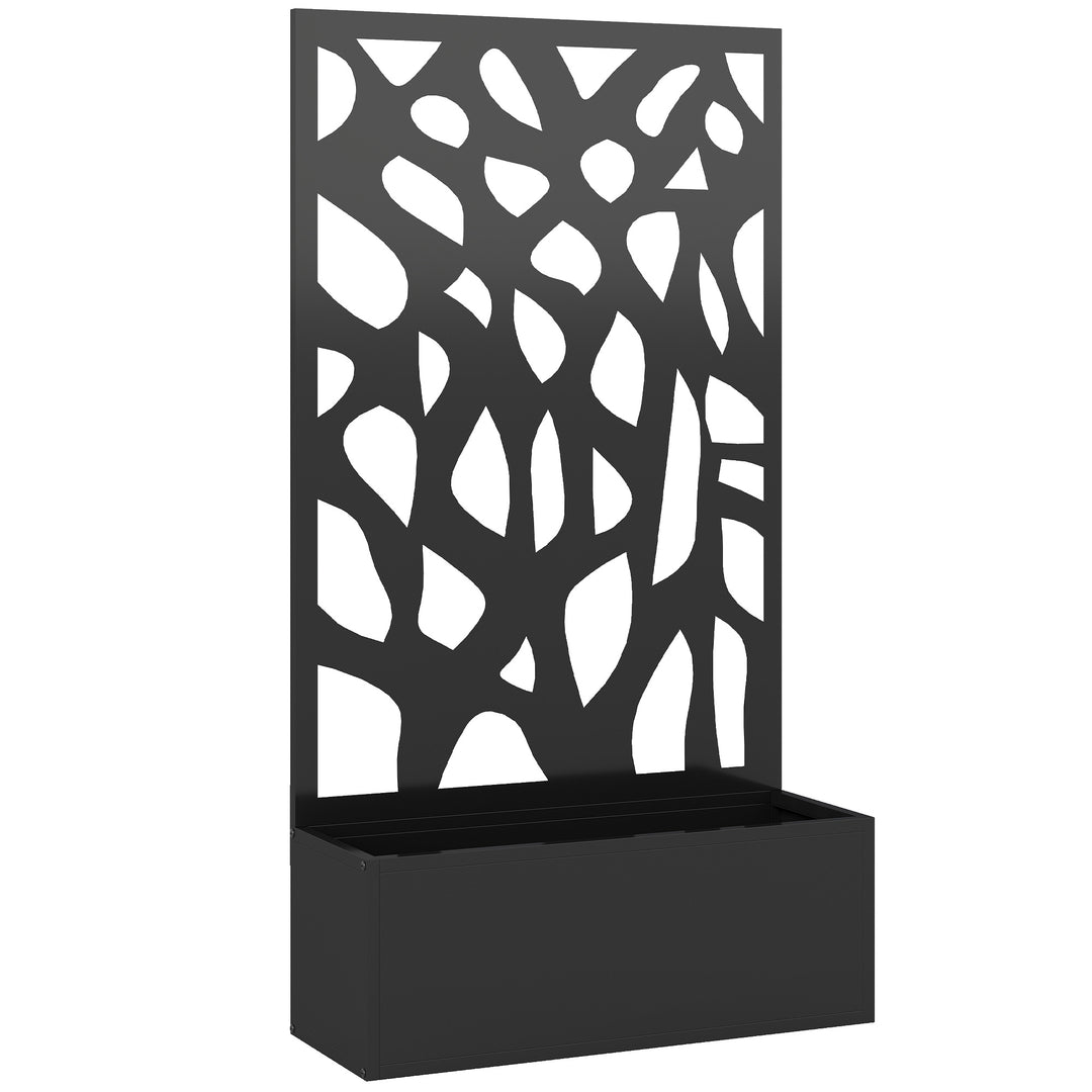 Metal Raised Garden Bed with Trellis, Outdoor Planter Box with Privacy