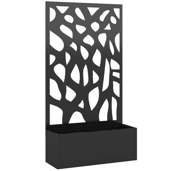 Metal Raised Garden Bed with Trellis, Outdoor Planter Box with Privacy