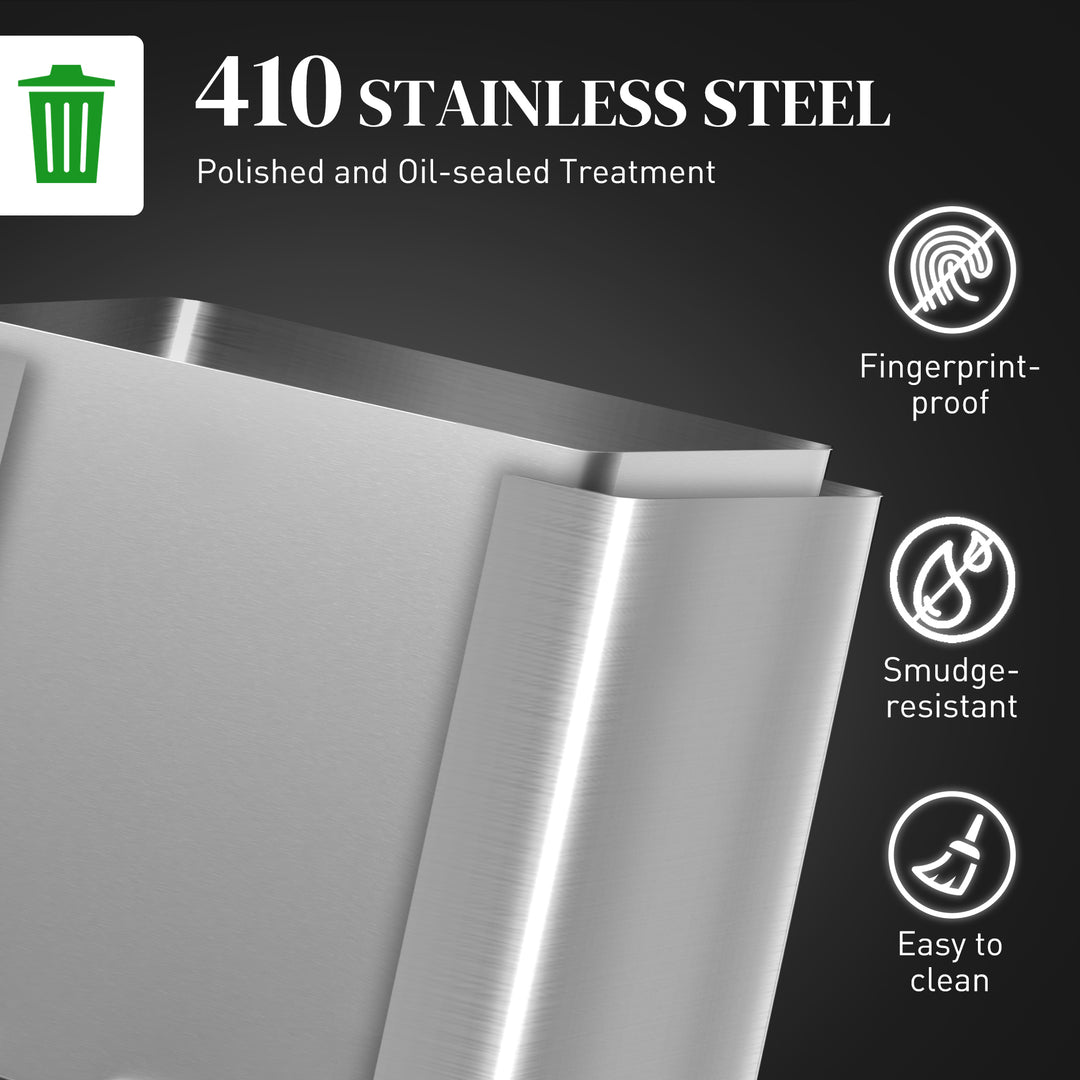 HOMCOM Dual Kitchen Bin, 20+14L Double Bin for Recycling and Waste, Stainless Steel Vertical Pedal Bin w/ Tilt Out Bin, Soft-Close Lid | Aosom UK