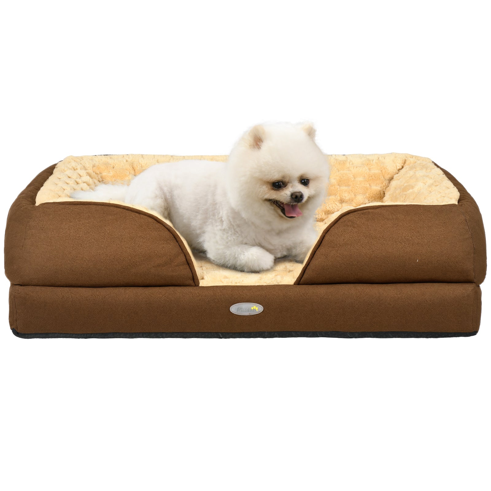 Calming Dog Bed Pet Mattress w/ Removable Cover, Anti-Slip Bottom, for Small Dogs, 70L x 50W x 18Hcm - Brown
