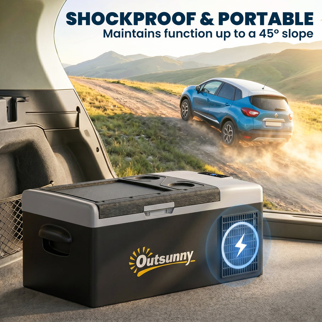 16L Portable Car Fridge, -20℃ to 10℃ Adjustable Temperature - Black/Gr