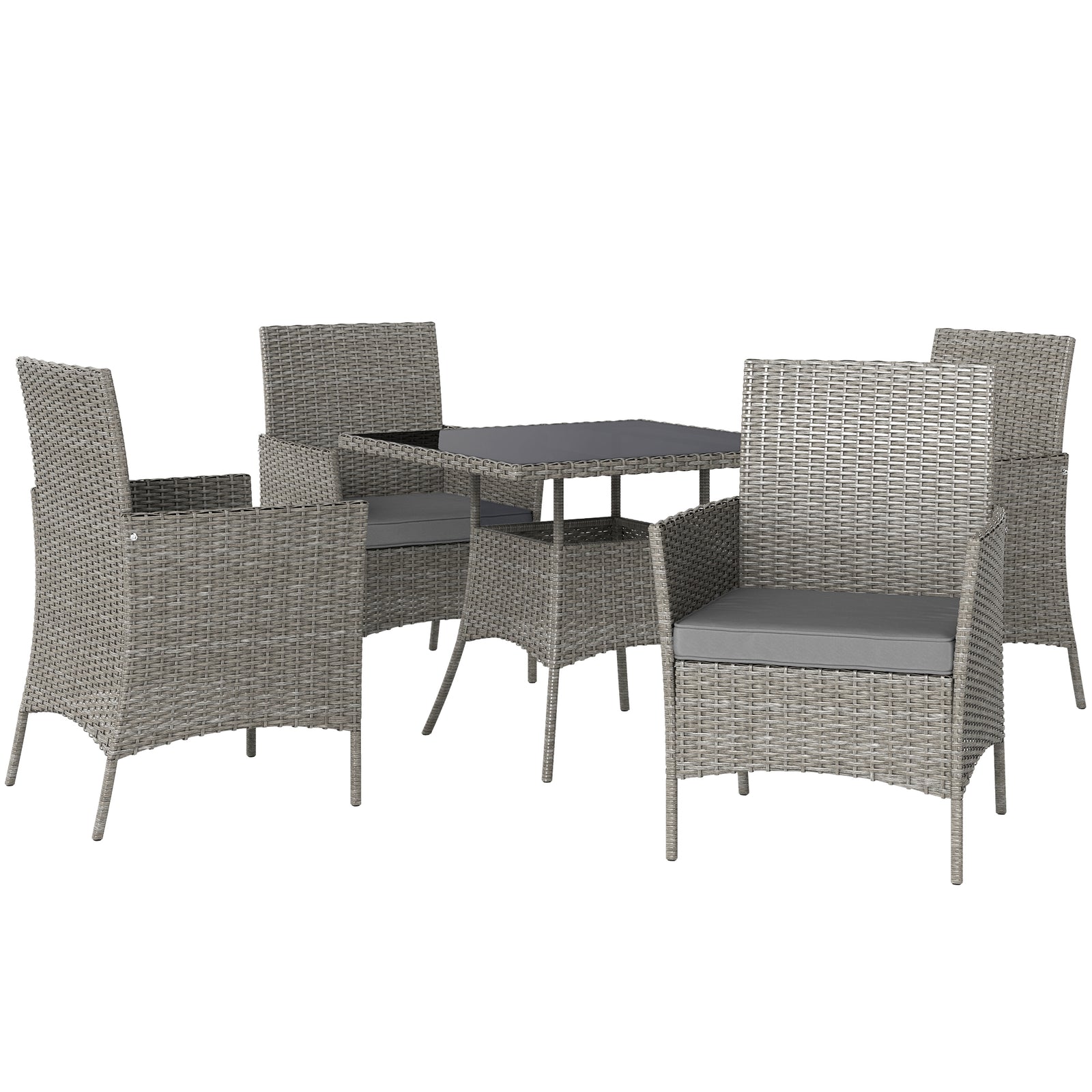 Five-Pieces Rattan Dining Set - Light Grey