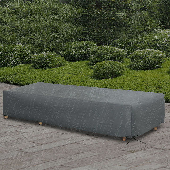 200x73cm Outdoor Garden Rattan Furniture Protective Cover Water UV Resistant Grey