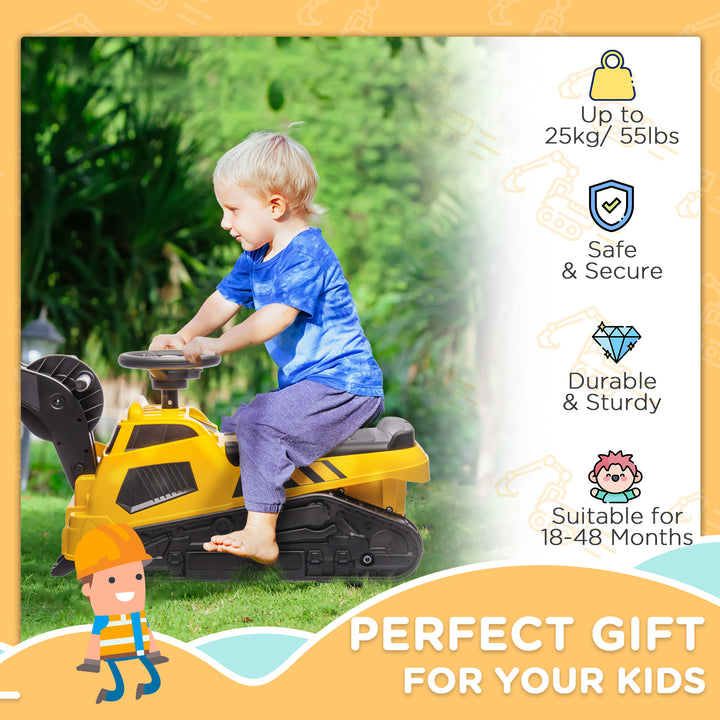 HOMCOM Ride on Tractor, 3 in 1 Ride on Excavator, Bulldozer, Road Roller, Pretend Play Construction No Power Truck w/ Music, for 18