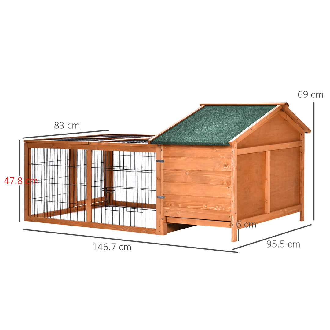 Wooden Guinea Pigs Hutches Detachable Rabbit Cage Pet House with Openable Run & Roof Slide-out Tray