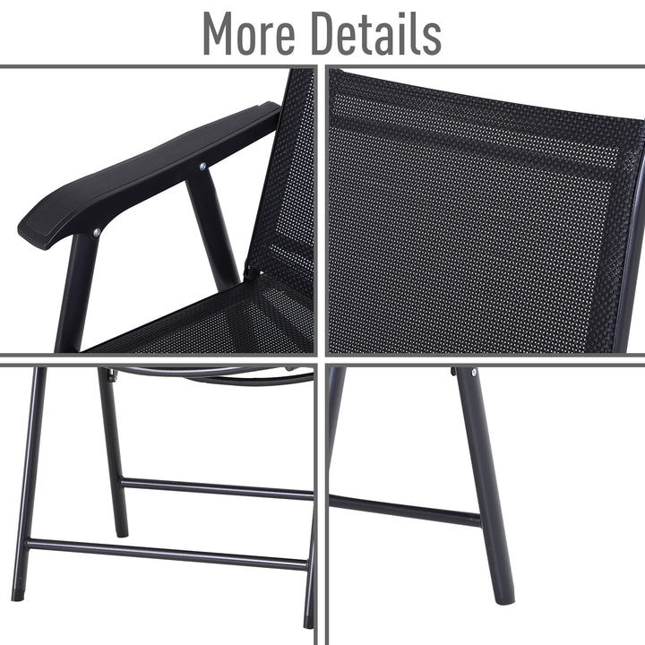 Steel Frame Set of 2 Foldable Outdoor Garden Chairs Black