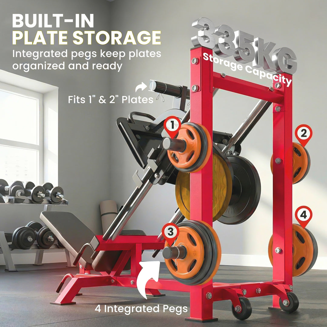 Leg Press Machine with Wheels and Calf Block, Adjustable Squat Machine