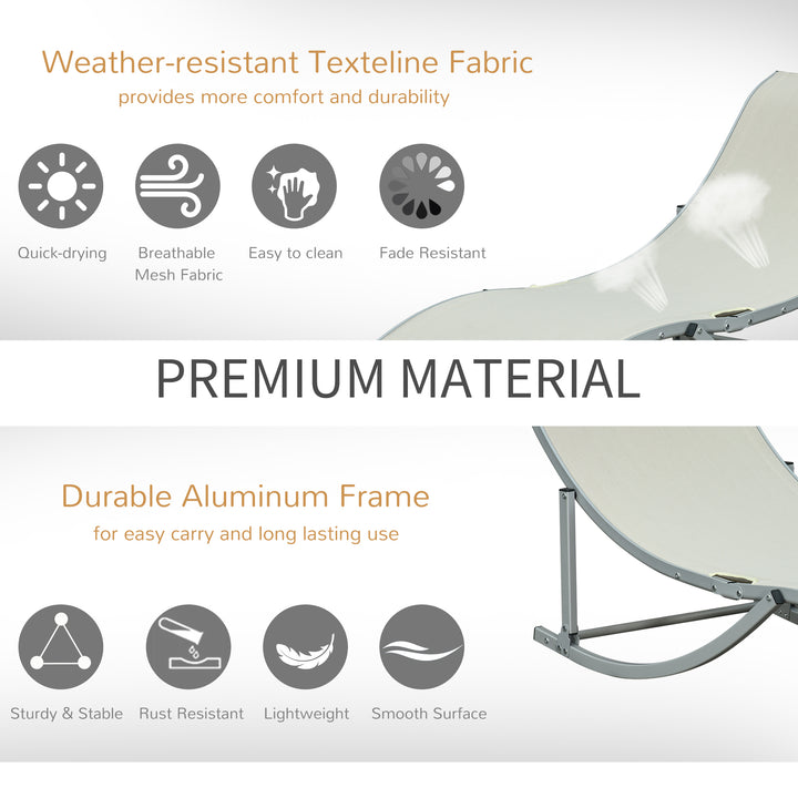Set of 2 S-shaped Foldable Lounge Chair Sun Lounger Reclining Outdoor Chair for Patio Beach Garden, Beige