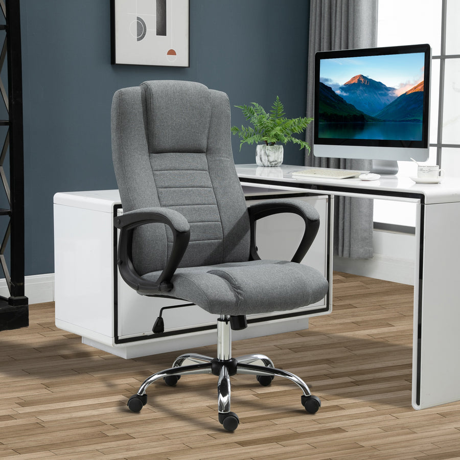 Linen-Look Swivel Office Chair - Dark Grey