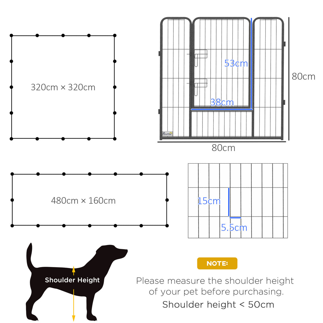 PawHut 16 Panels Heavy Duty Puppy Playpen, for Small and Medium Dogs, Indoor and Outdoor Use - Grey | Aosom UK