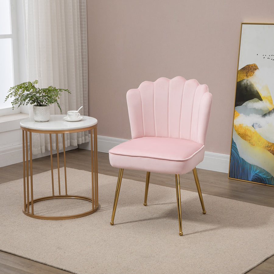 Velvet-Feel Shell Accent Chair - Pink