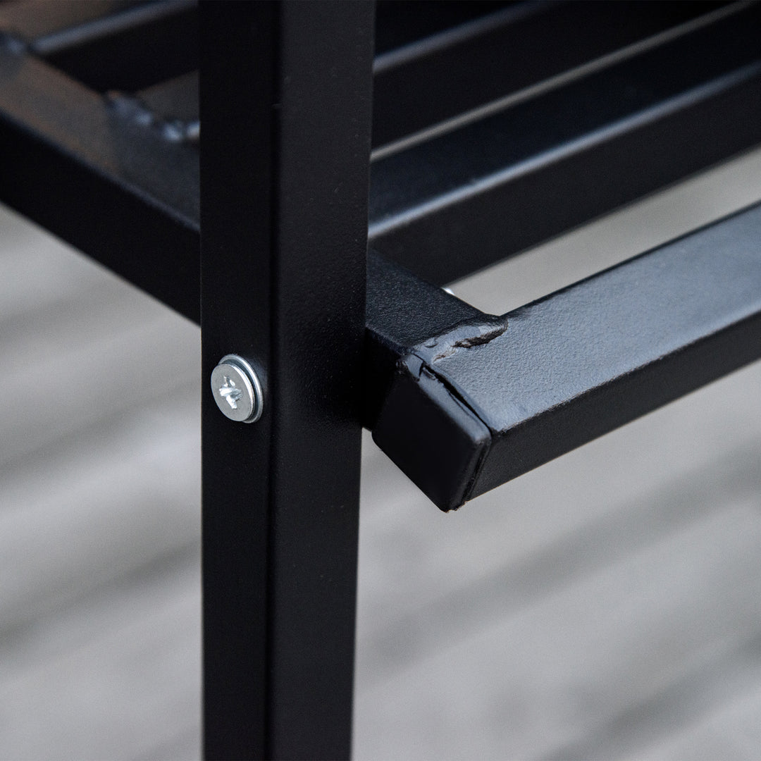 Steel Frame Outdoor Garden Arch w/ 2-Seater Bench Black
