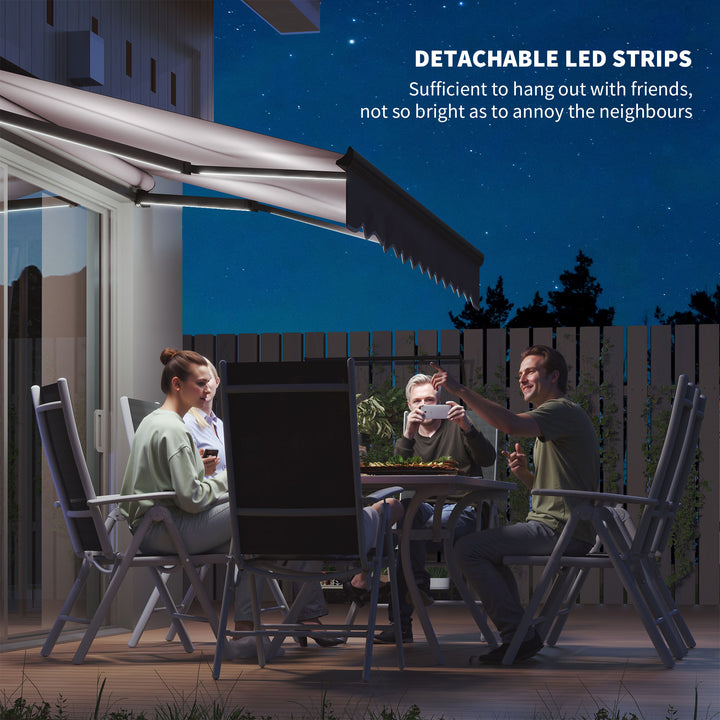 3 x 2.5m Electric Awning with LED Light and Remote Controller, Aluminium Frame DIY Retractable Awning, UV50+ Sun Shade Canopy for Garden Patio Deck Door Window, Dark Grey