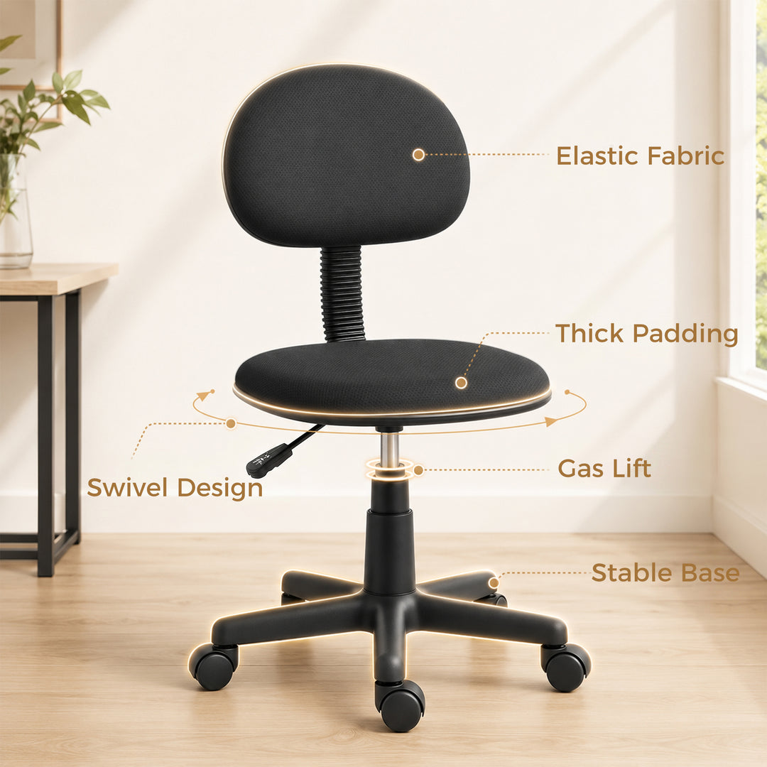 Small Armless Office Chair - Black